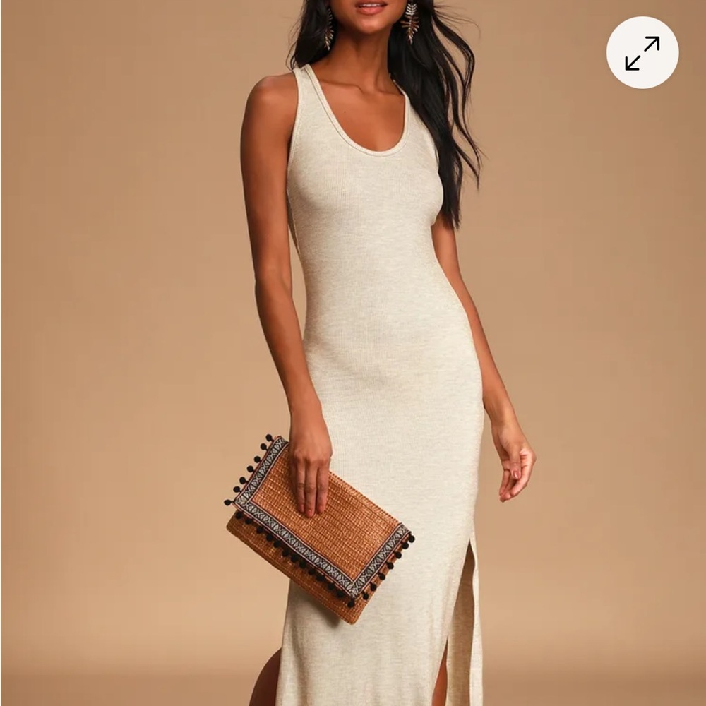 Lulu's Cream Sleeveless Maxi Dress
